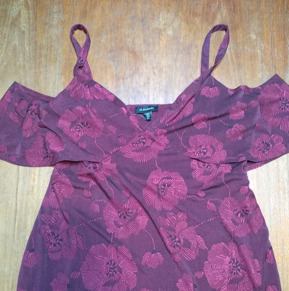 NWOT Le Chateau Size Large Purple Cold Shoulder Bodycon Dress or Tunic S… - Picture 2 of 10